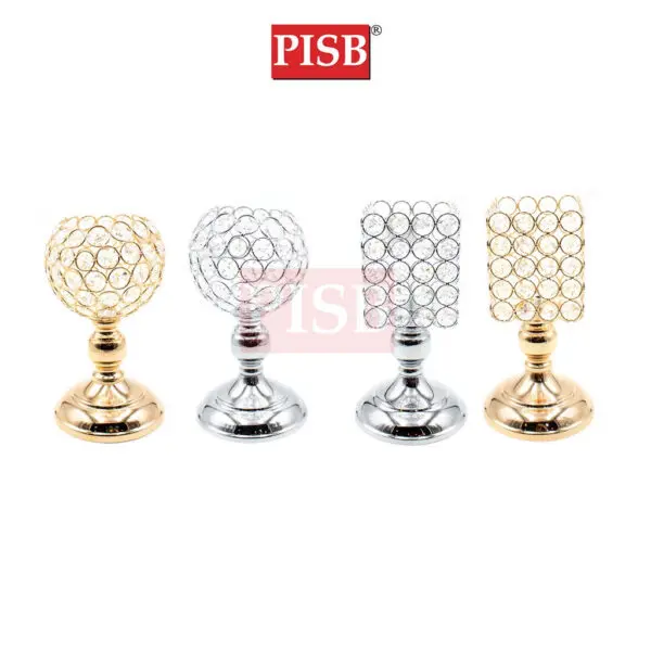 0452/78 Round Square Crystal Candleholder Candle Stand Candlestick