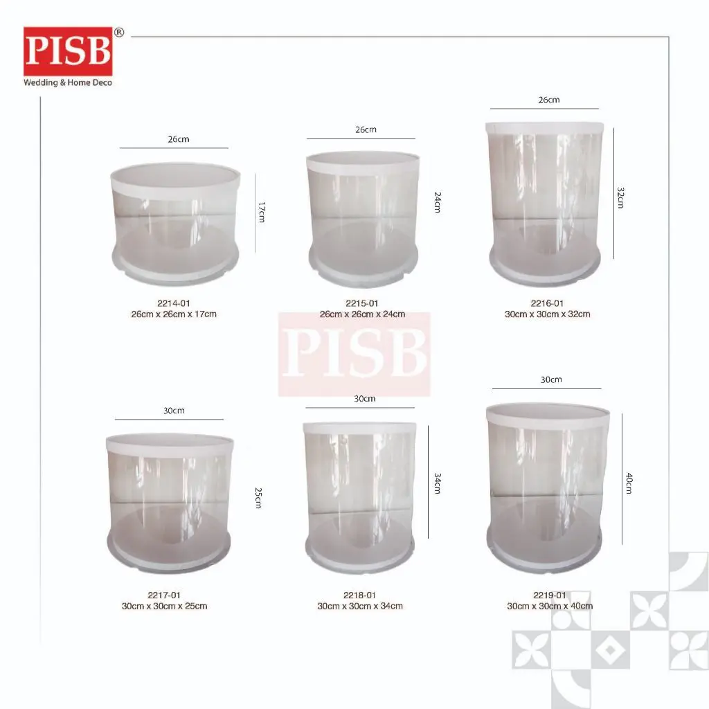2208-2219 Square Round White Transparent Cake Box Kotak Kek Kotak Hantaran Birthday Gift Packaging Box Wedding Gift Box - Image 3