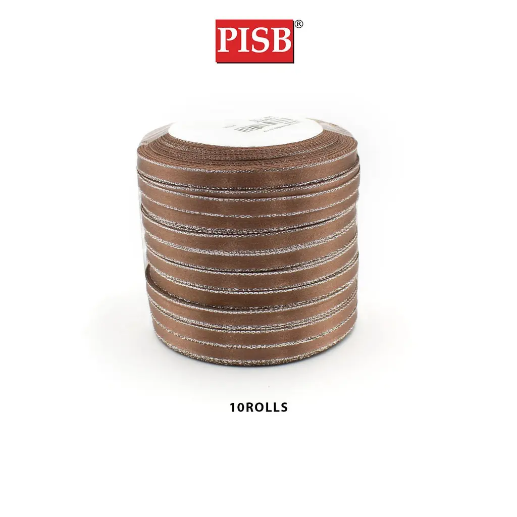 DD6805 0.6CM Silver Stripe Decor Satin Ribbon (10 Rolls) - Image 2