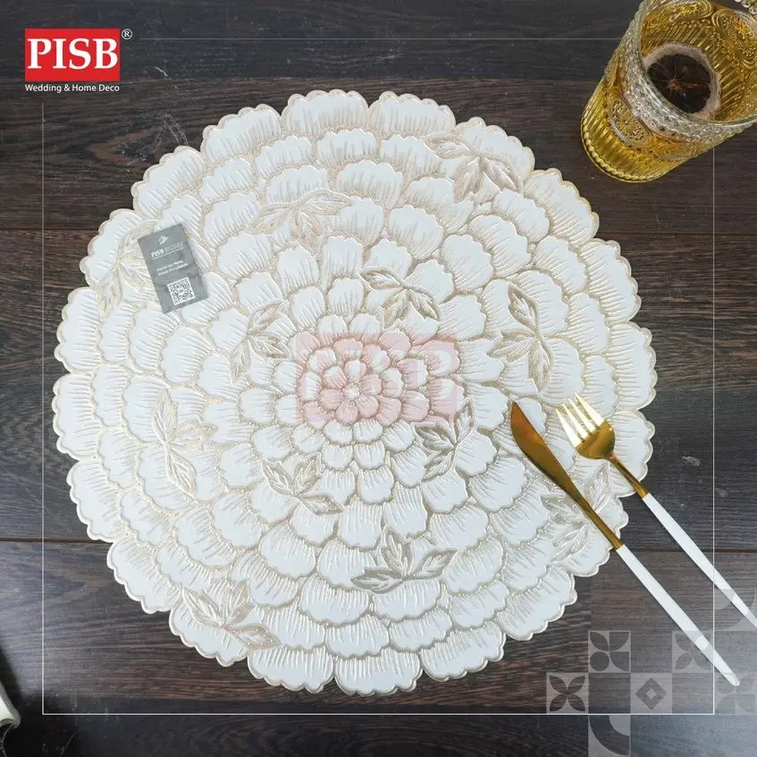 2008-2014 Goldish Flower Design Placemat Dining Table Mat Washable Non Slip Kitchen Tableware Placemat Pelapik Alas Meja - Image 4