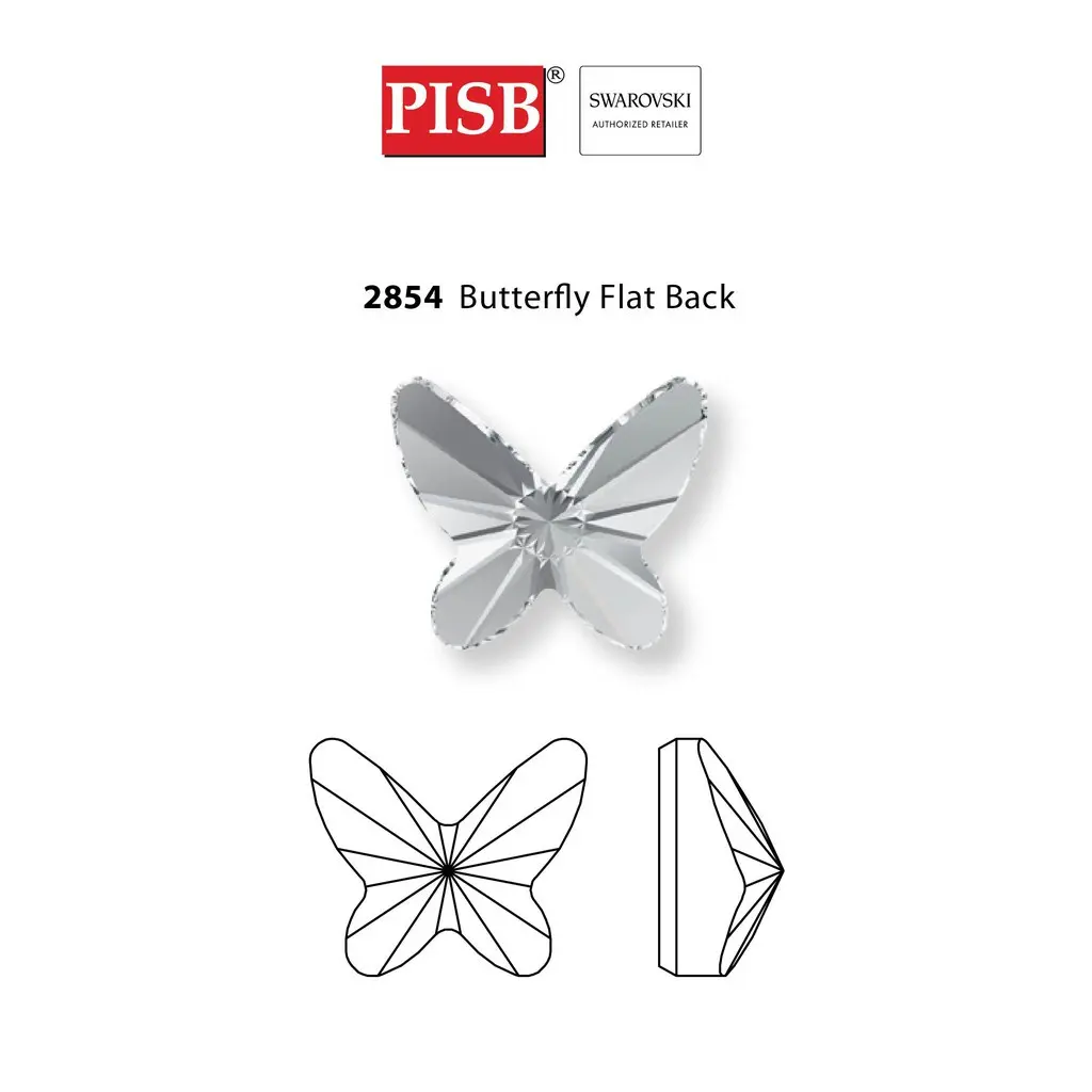 2854 SWAROVSKI BUTTERFLY FLATBACK RHINESTONES 12MM (1PCS) - Image 2