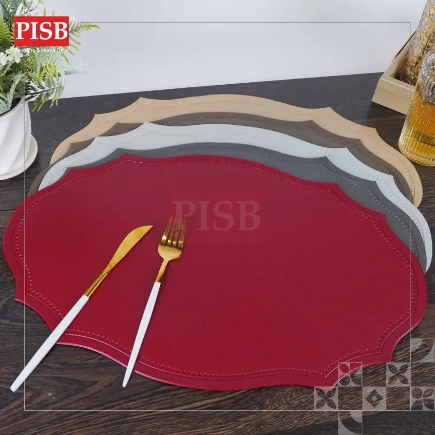 2021 Leather Oval Placemat Dining Table Mat Washable Non Slip Kitchen Tableware Placemat Pelapik Alas Meja - Image 2
