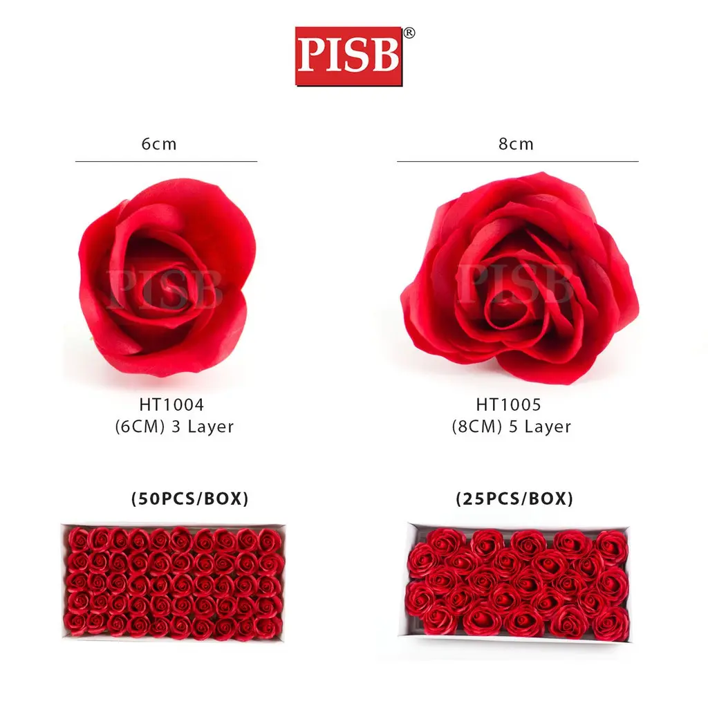 HT1004/05 6/8CM 3/5 Layer With Light Smell Soap Rose Flower Bunga Sabun Bunga Wangi (25/50 Pcs/Pkt) - Image 2