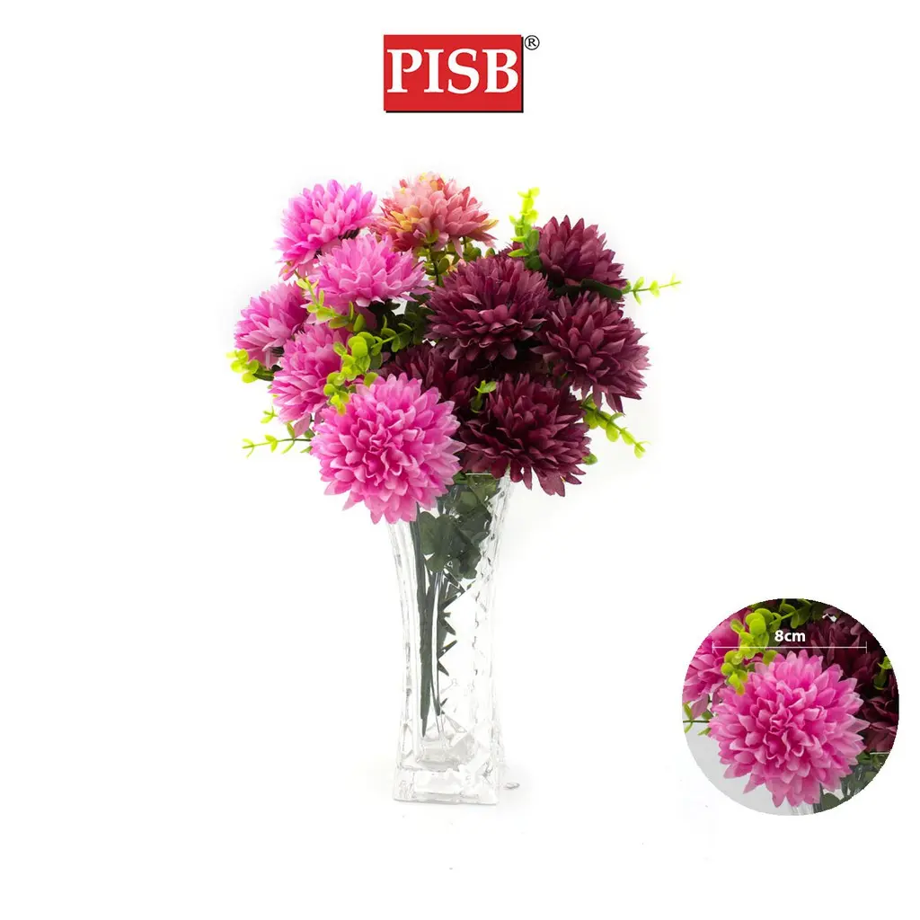 I070129 37CM Mum Ball Bush Flower (5 Pcs/Stalk) - Image 2