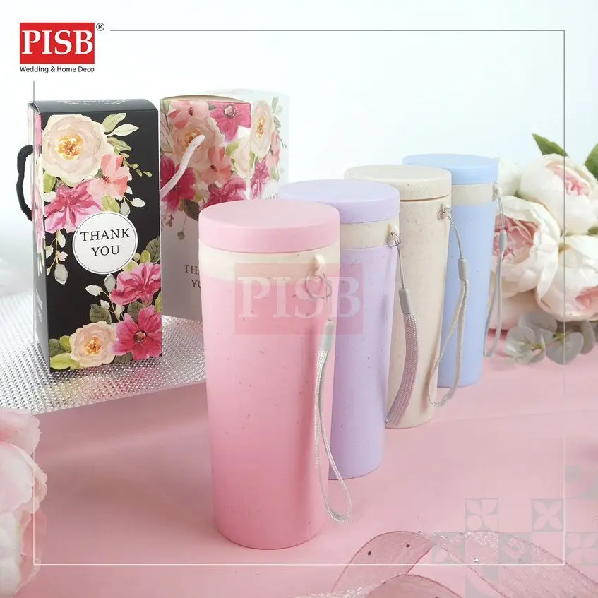 (10Set) Bundle Deal Wheat Straw Tableware Cutlery With Gift Box Mangkuk Botol Air Gelas Doorgift Souvenir Perkahwinan - Image 2