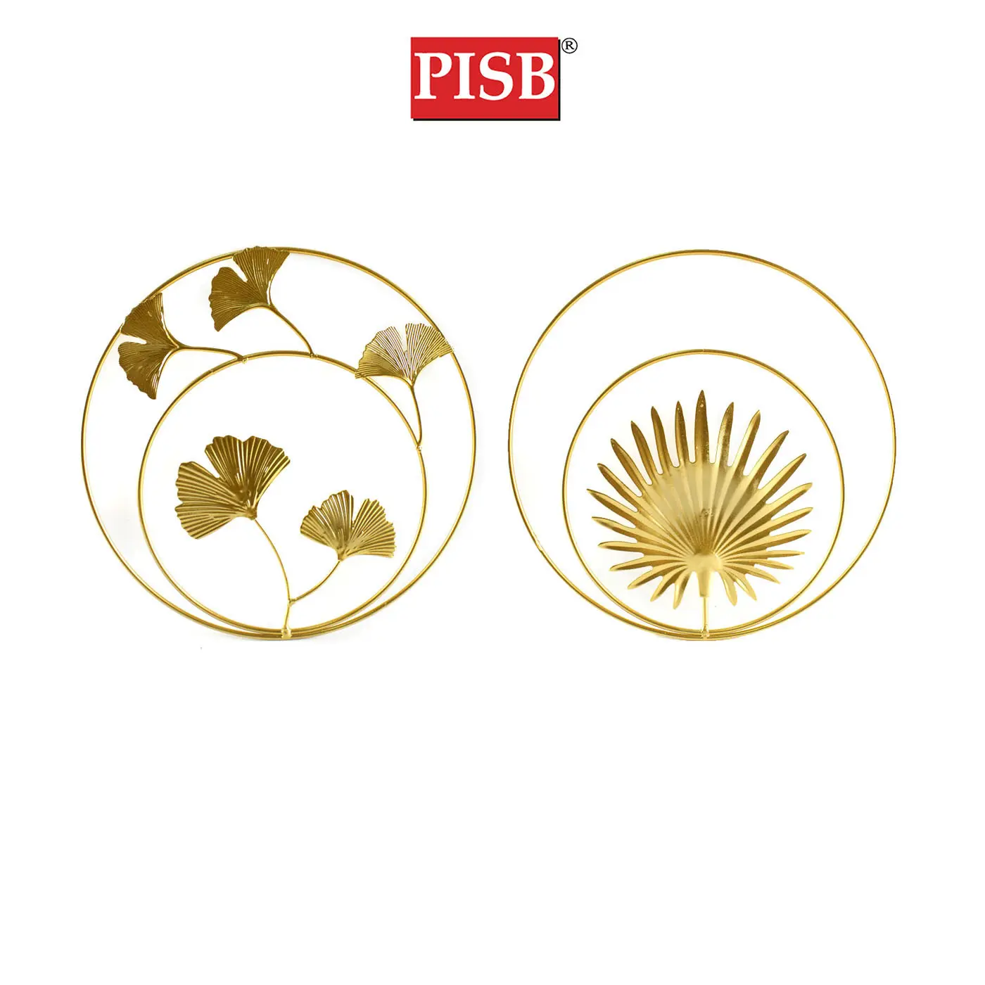 TY1531/32 Golden Leaf Design Metal Wall Art Decor