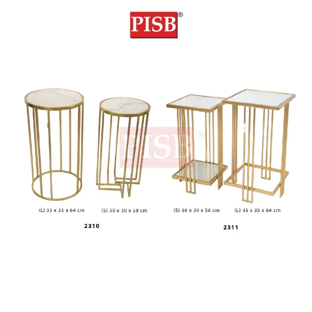 2310/11 (2Pcs/Set) Marble Mirror Top Golden Console Table Coffee Table Meja Kopi Meja Hiasan Rumah Home Living