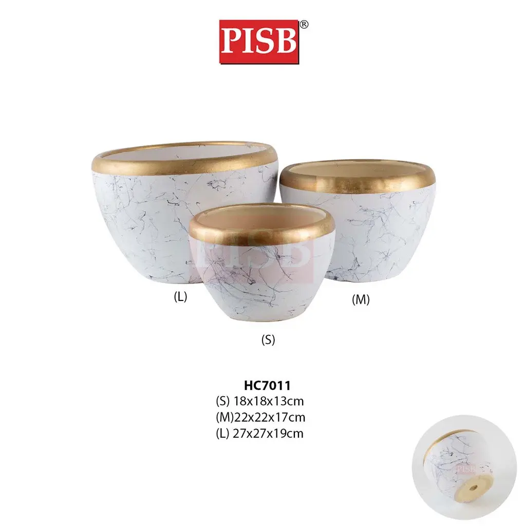 HC7011/12/83/84 Marble Gold/Brushed Grey Ceramic Decorations Craft Vase Ornament Pasu Bunga - Image 3