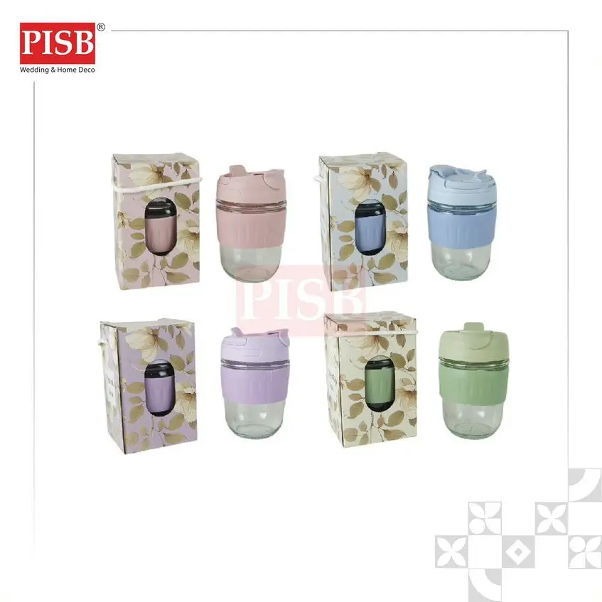 2127(6Pcs/Pkt)Souvenir Mug Glass Portable Macaron Water Drinking Cup Travel Dual-use Straw Mug Bottle Doorgift Mug Cawan - Image 2