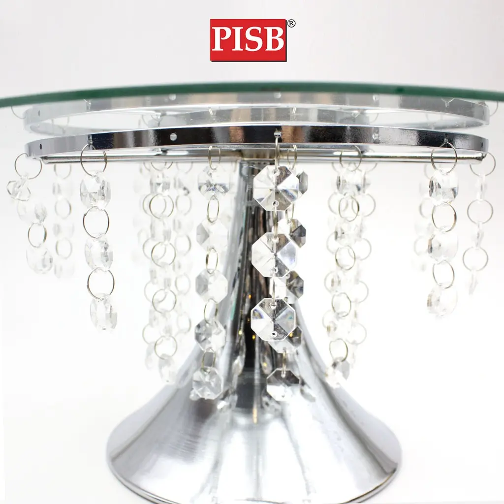 Y030302 Chrome Glass Base Gift Tray With Crystal / Dulang Hantaran Perkahwinan - Image 2