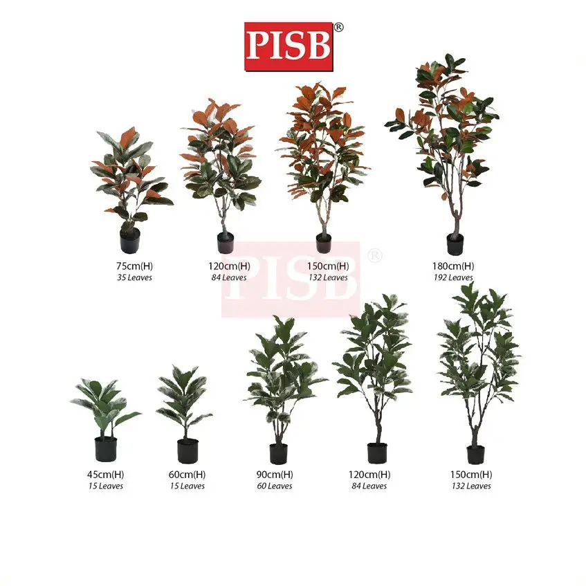 3025-3035 Red Variegated Rubber Artificial Tree 45/60/75/90/120/150/180CM