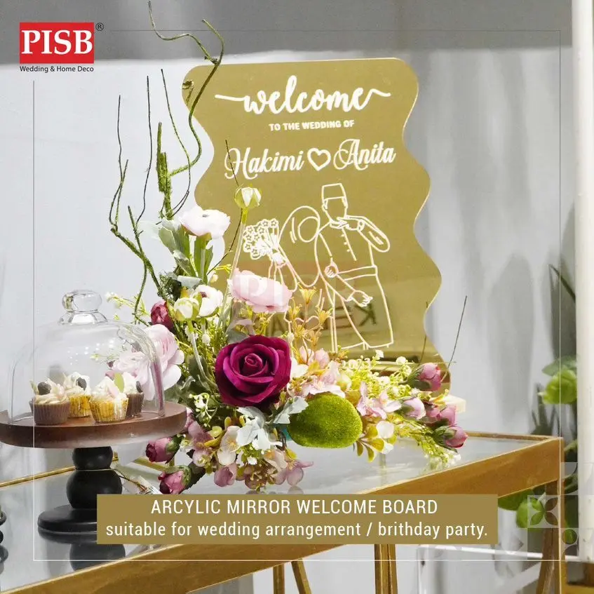 1203-1207 Acrylic Mirror Stand Wedding Birthday Welcome Board Aesthetic DIY Decoration Cermin Selamat Datang Perkahwinan - Image 2