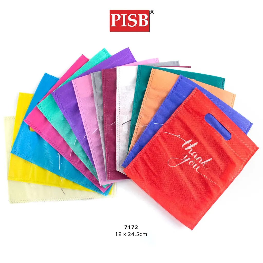 7172/73 Plain Color Woven Bag With Handle (10Pcs/Pkt) - Image 2