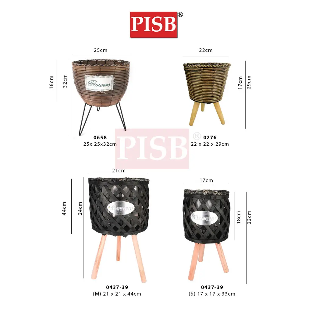 ZL1059/0321/0322/0437/0658/0276/1076 Rattan Basket With Wooden Stand - Image 3