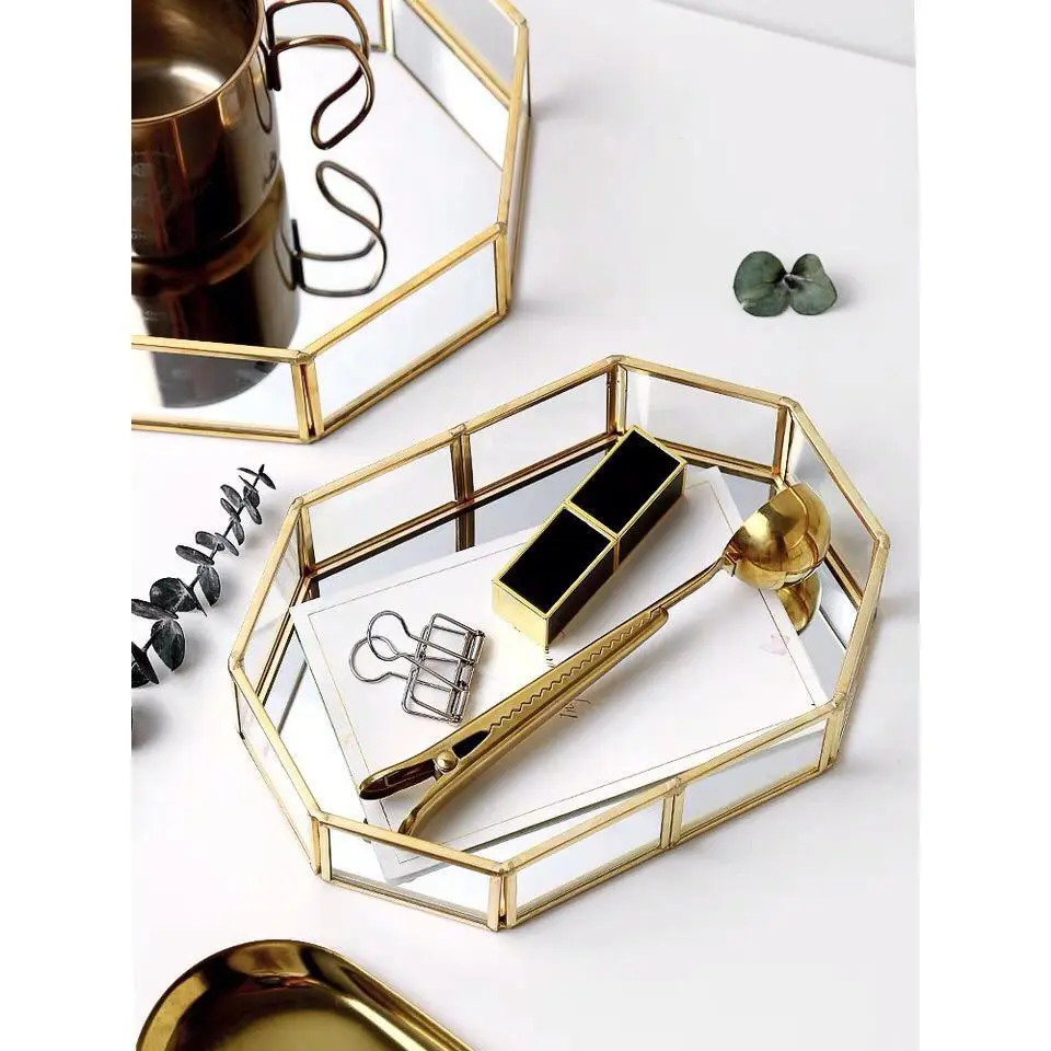 SSH1052/53/54 Nordic Glass Copper Geometric Storage Jewelry Box - Image 2