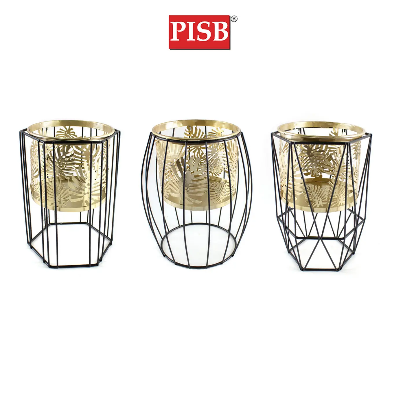 TY2060/61/62 Black Gold Leaf Design Flower Pot