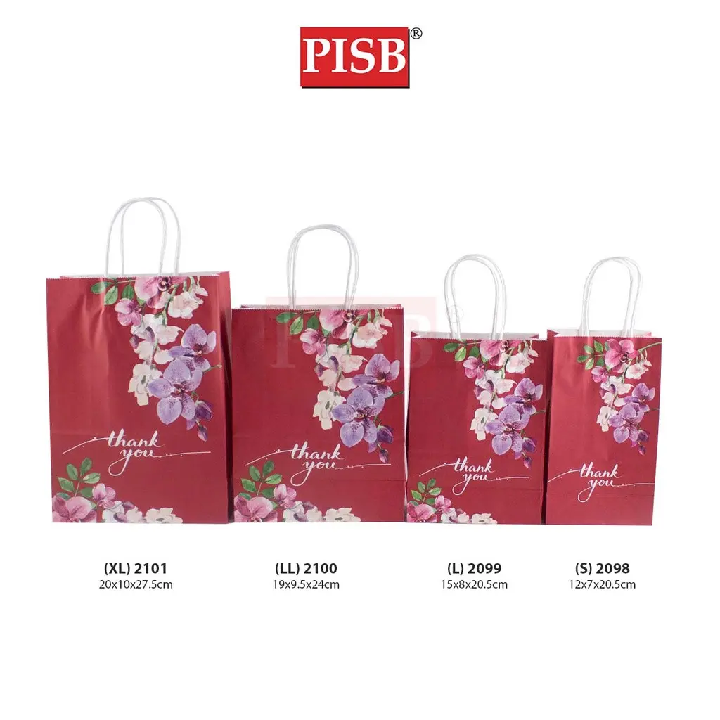 2098-2101 (10Pcs/Pkt) Orchid Flower Design Plain Color Paper Bag - Image 4