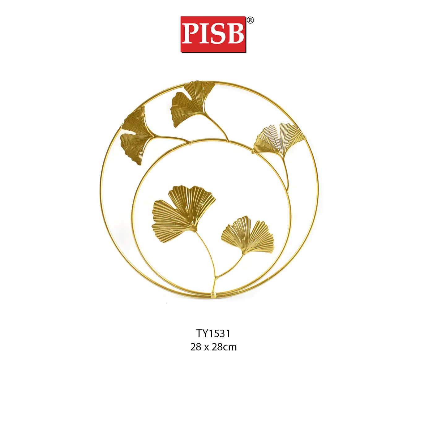 TY1531/32 Golden Leaf Design Metal Wall Art Decor - Image 2