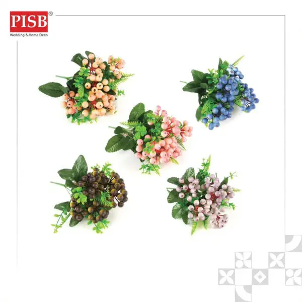 2235 30CM Berries Bush Artificial Flower Bunga Hiasan Bunga Dulang Hantaran Perkahwinan Hand Bouquet (7 Heads/Stalk)