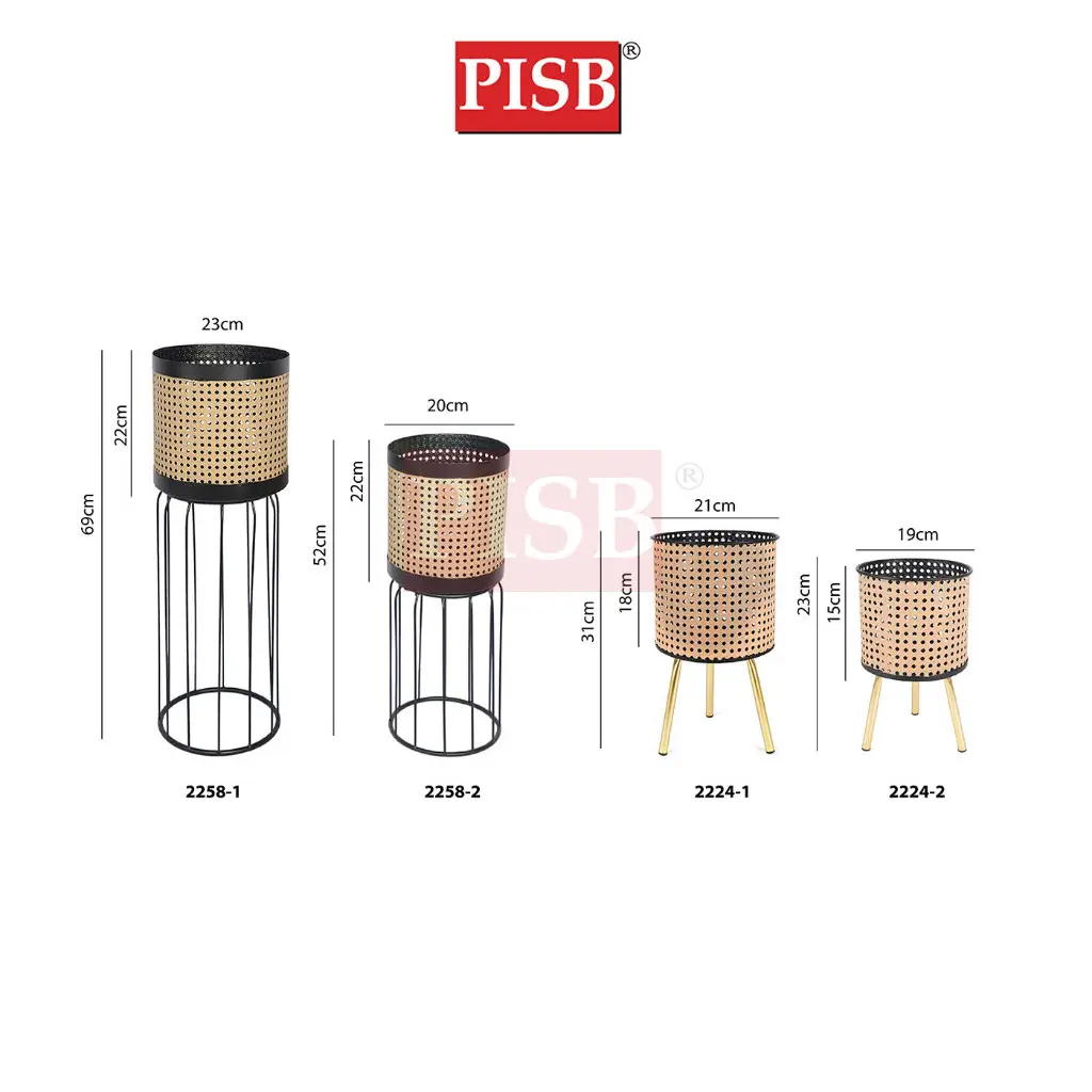 2218/2220/2221/2224/2258/2260 Round Golden Wire Metal Flower Tree Pot - Image 3