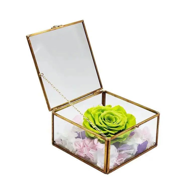 SSH1055/56/57/71 Golden Vintage Glass Square Jewelry Box - Image 3