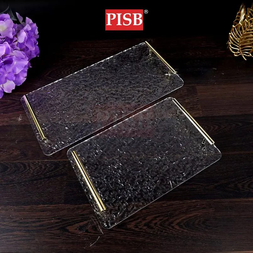 1072/73 Acrylic Tray With Golden Handle - Image 3