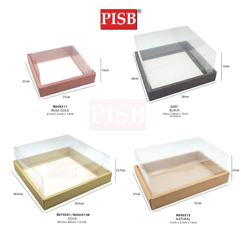 R050311/12/13/57/581 Transparent Cake Box Square Glitter PVC Box Kotak Kek Kotak Hantaran Transparent - Image 2