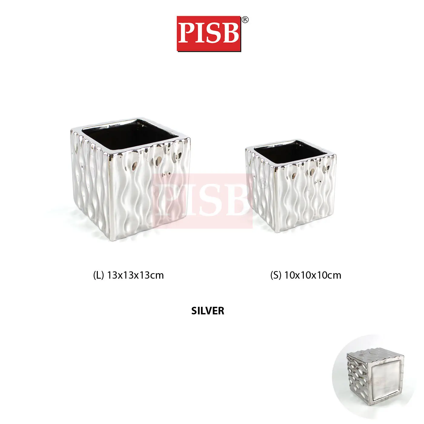 HC7016 Gold/Silver Cube Ceramic Decorations Craft Vase Ornament Pasu Bunga - Image 3