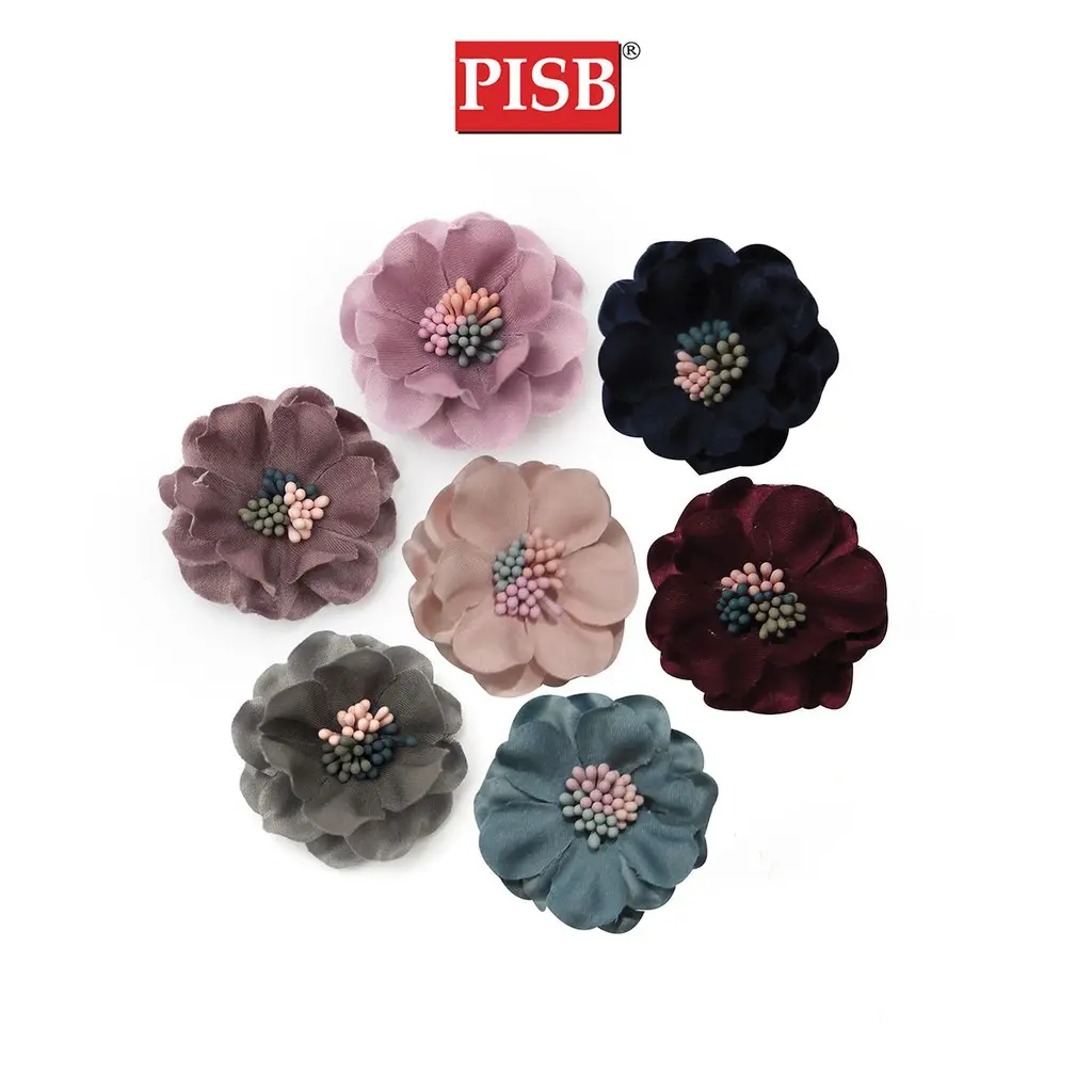 XH2056 4.5CM Handmade Fabric Flower Rosette