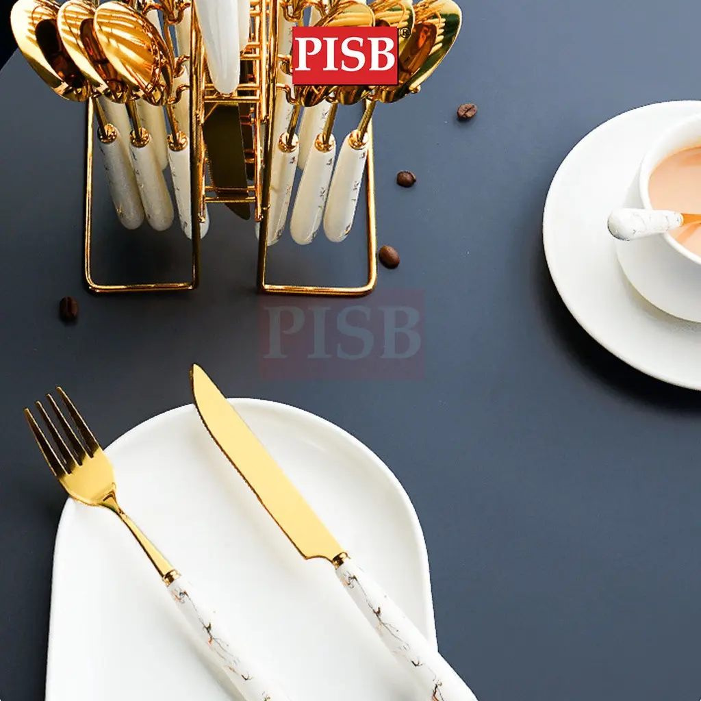 WD1168 24Pcs Stainless Steel Nordic Cutleries Viral Sudu Kayangan Sudu Hotel Dinnerware Set Sudu Spoon Set - Image 2