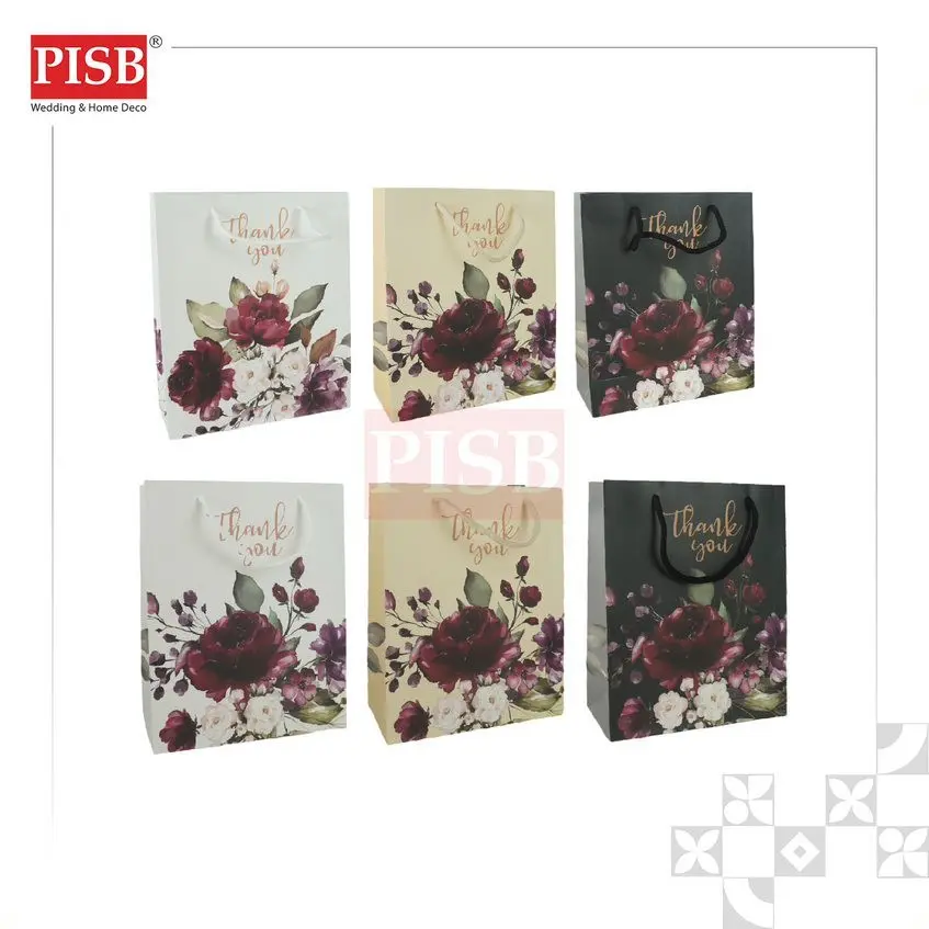 2129/30 (10Pcs/Pkt) Flower Design Paper Bag Shopping Bag Gift Bag Retail Bag Colour Kraft Paper Beg Wedding Birthday Bag