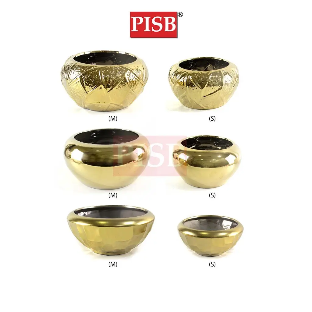 7056/57/68 Frosted Plating Gold Ceramic Decorations Craft Vase Ornament Pasu Bunga