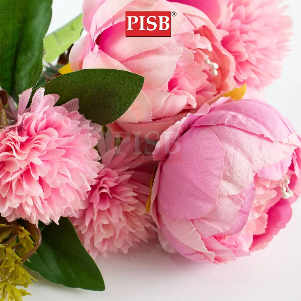 Q010424 44CM 7 Heads Vintage Peony Mum Bush / Hand Bouquet / Bunga Hiasan / Artificial Flower - Image 2
