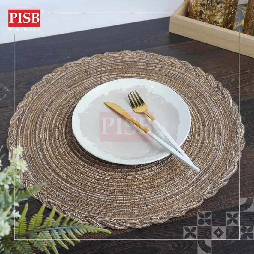 2018-2019 Braided Style Round Placemat Dining Table Mat Washable Non Slip Kitchen Tableware Placemat Pelapik Alas Meja - Image 2