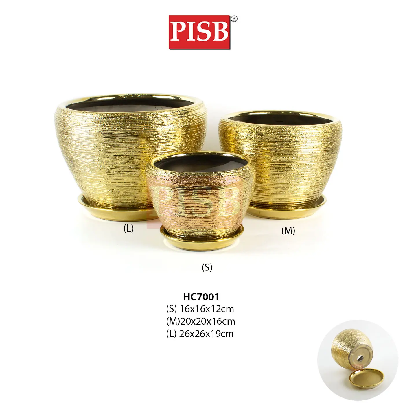 HC7001/02 Brushed Plating Golden Ceramic Decorations Craft Vase Ornament Pasu Bunga - Image 2