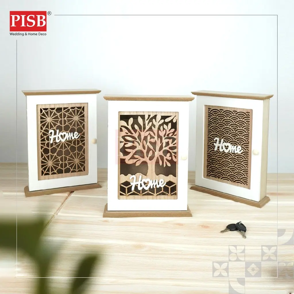 1216 Decorative Wall Mounted Wooden Key Holder Box Kotak Gantung Kunci Kotak Kunci Wooden Cabinet Key Storage Box - Image 5