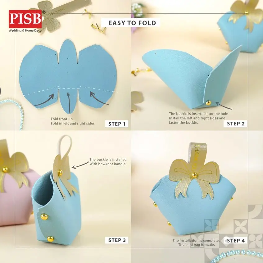 2138-39 (10Pcs/Pkt) Leather Mini Bag With Ribbon Mini Goodies Bag Doorgift Bag Wedding Beg Goodies Kahwin Bag Kenduri - Image 3