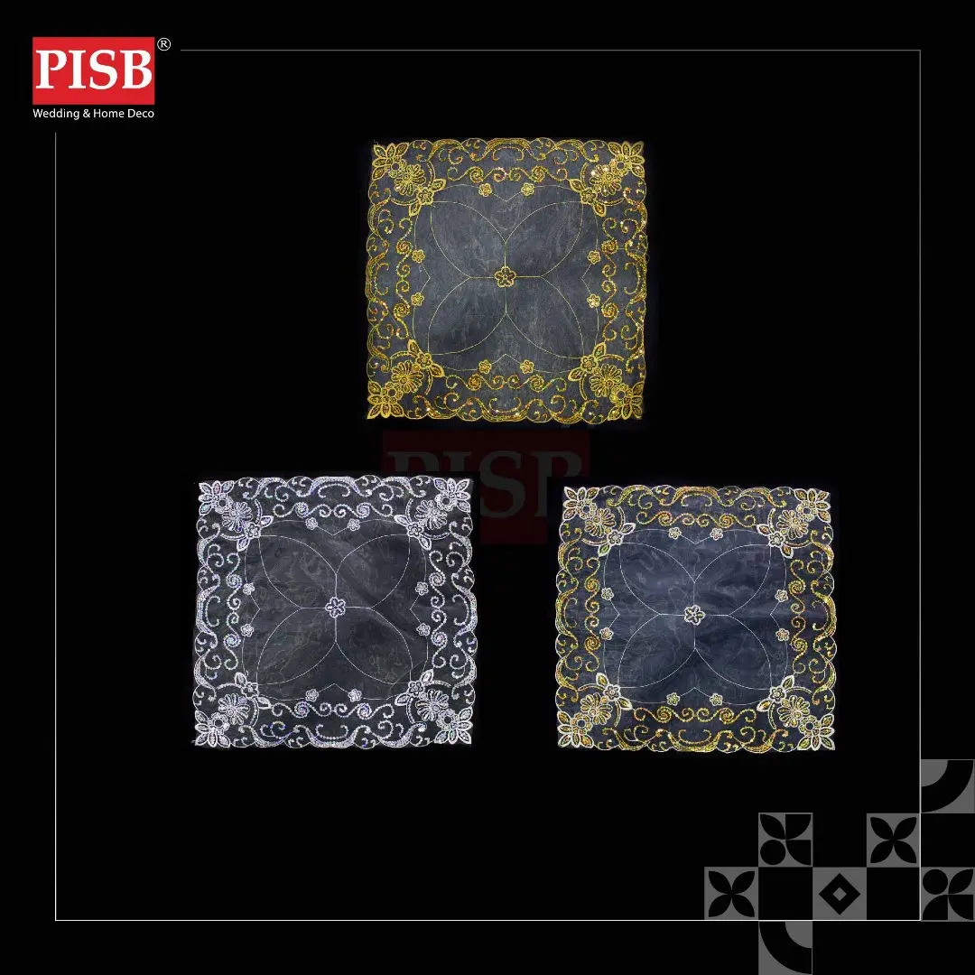 R070514 50*50CM Organza Sequin Square Alas Dulang For Dulang Hantaran Perkahwinan