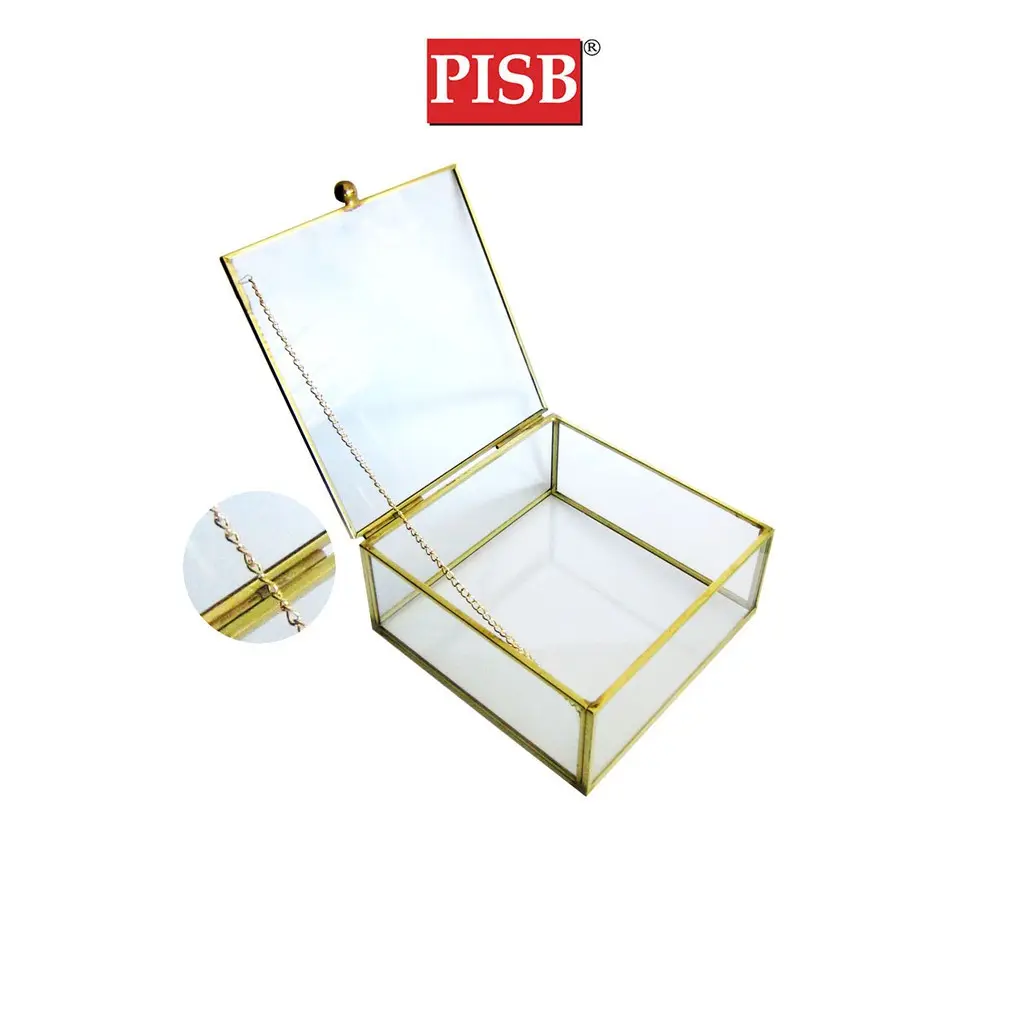SSH1055/56/57/71 Golden Vintage Glass Square Jewelry Box - Image 4