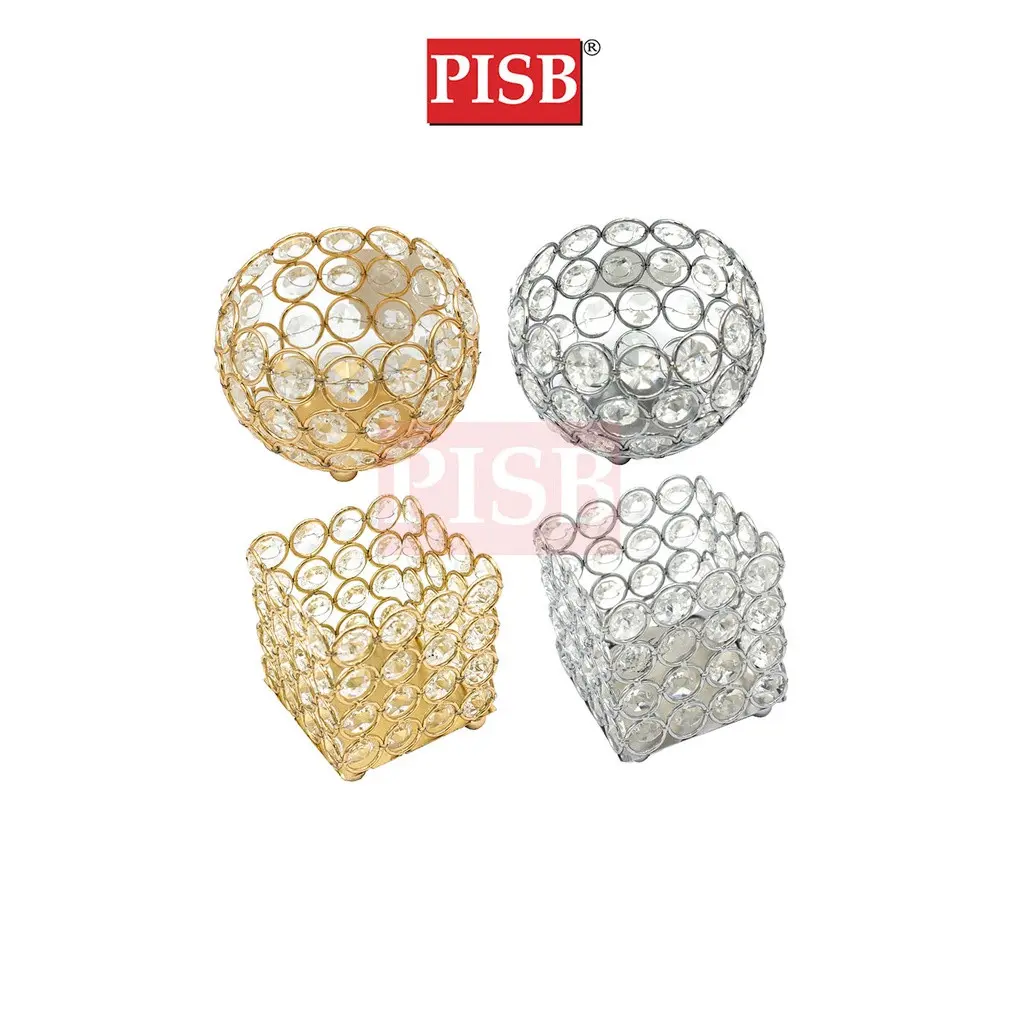 1042/43 Round Square Crystal Candle Holder Stand