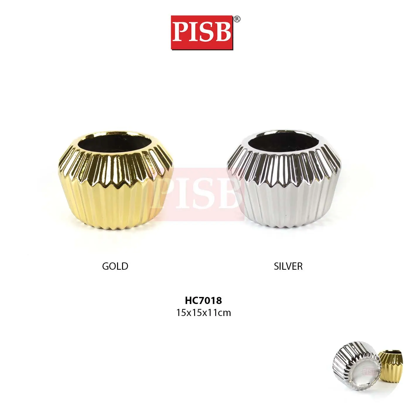 HC7017/18 Gold/Silver Ceramic Decorations Craft Vase Ornament Pasu Bunga - Image 3