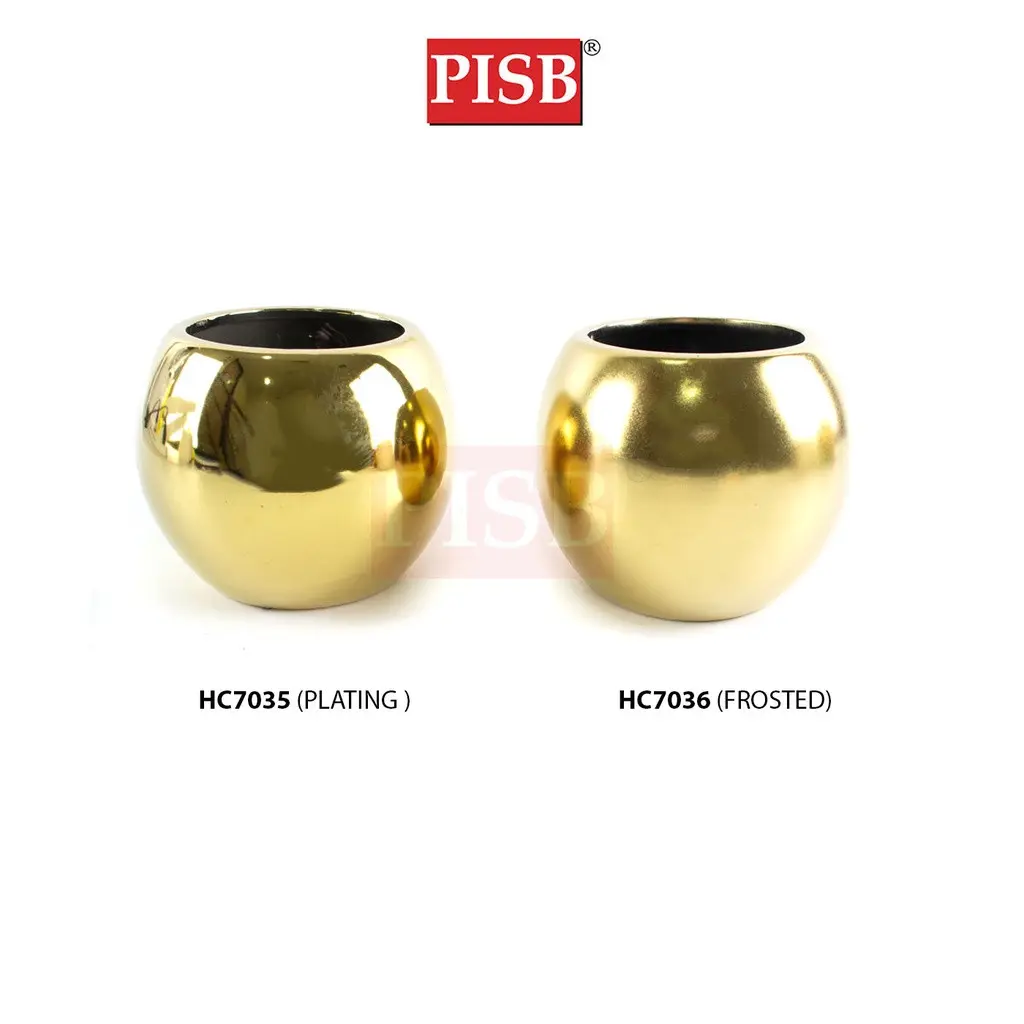 HC7034/35/36/37 Plating/Brushed/Frosted Gold Silver Ceramic Decorations Craft Vase Ornament Pasu Bunga - Image 2