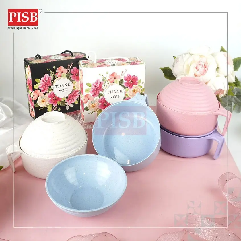 (10Set) Bundle Deal Wheat Straw Tableware Cutlery With Gift Box Mangkuk Botol Air Gelas Doorgift Souvenir Perkahwinan - Image 3