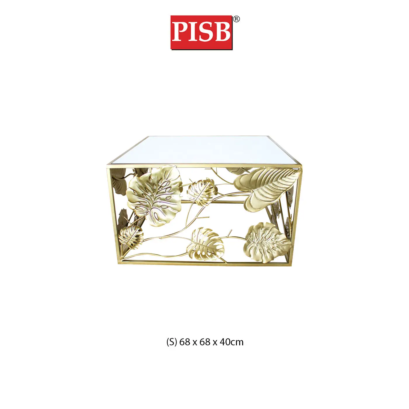 TY2067 Mirrored Square Leaf Design Console Table - Image 4