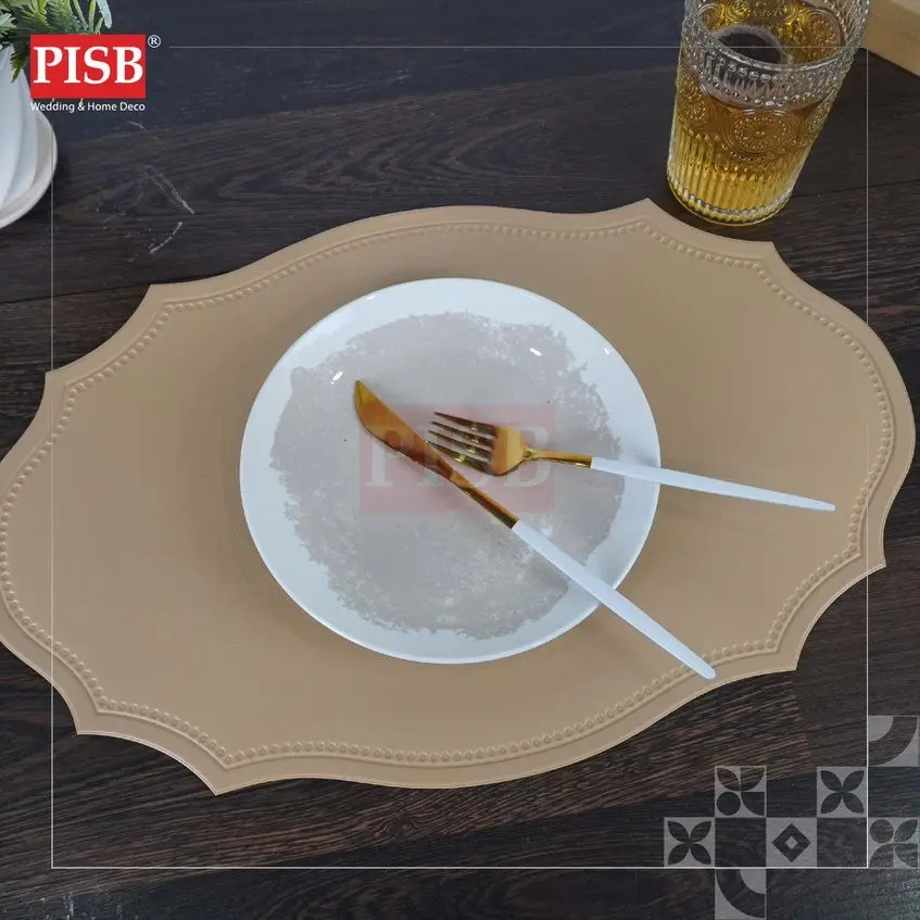 2021 Leather Oval Placemat Dining Table Mat Washable Non Slip Kitchen Tableware Placemat Pelapik Alas Meja - Image 3