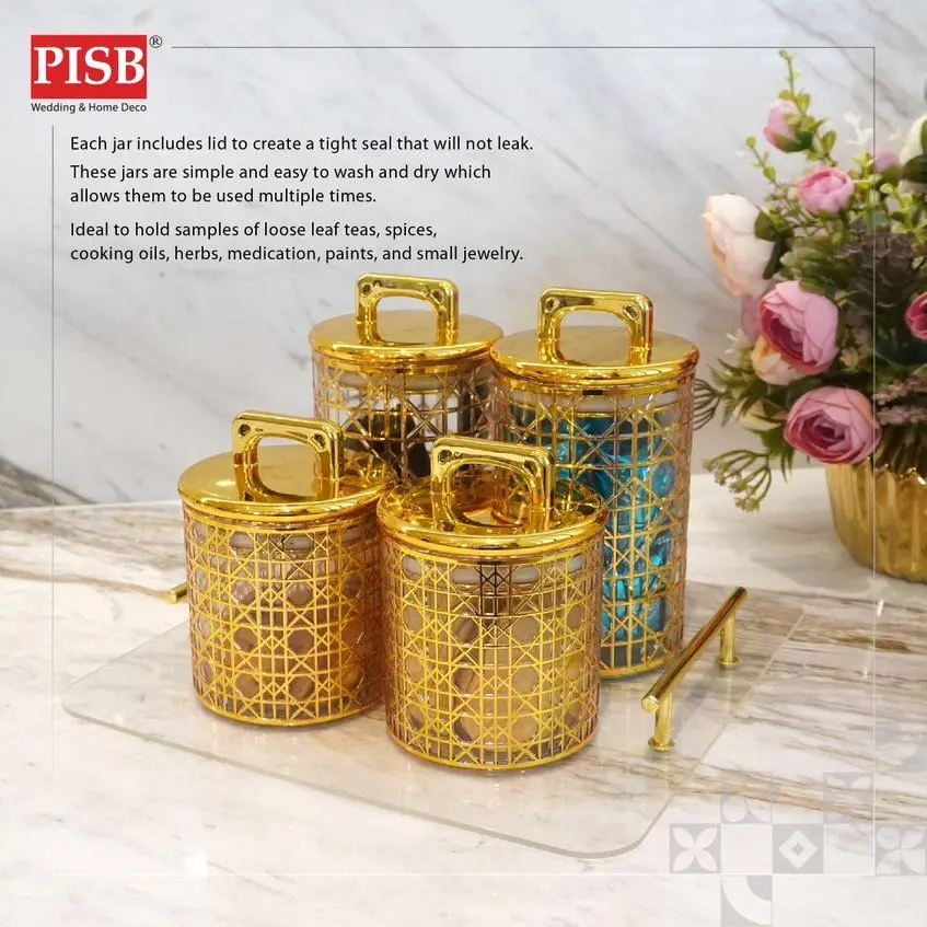 2401-2406 Goldish Acrylic Canister Spice Container Condiment Bottle Storage Jar Bekas Rempah Balang Kuih Bekas Kuih Raya - Image 2