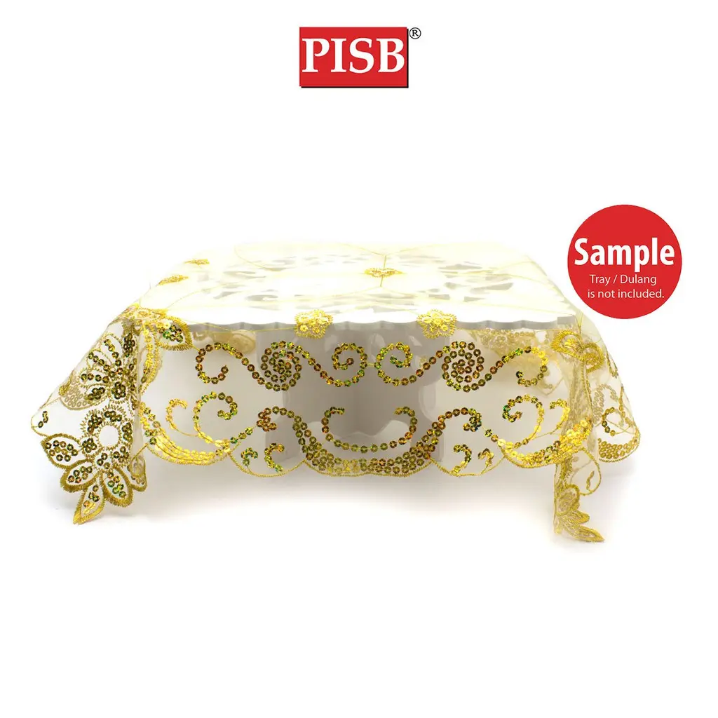 R070514 50*50CM Organza Sequin Square Alas Dulang For Dulang Hantaran Perkahwinan - Image 2