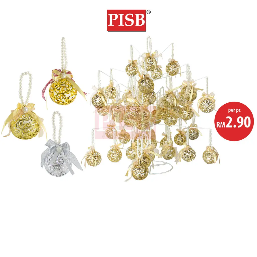 2115 (25Pcs/Pkt) 8cm Round Decorative Ball Souvenir With Ribbon Door Gift Bunga Telur Gantung