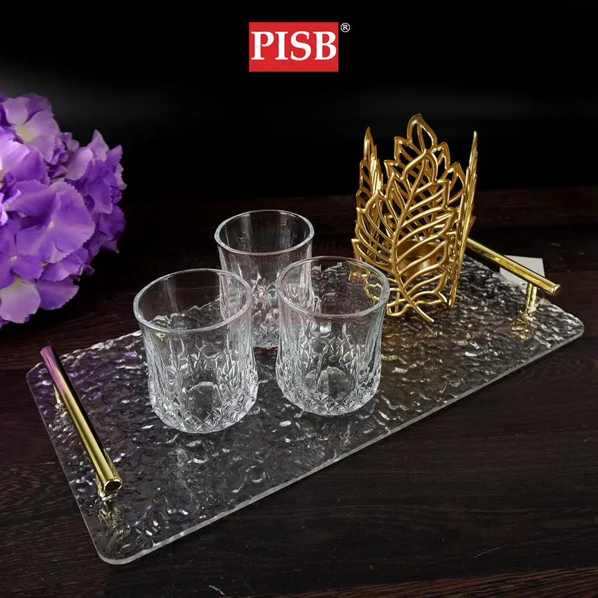 1072/73 Acrylic Tray With Golden Handle - Image 2