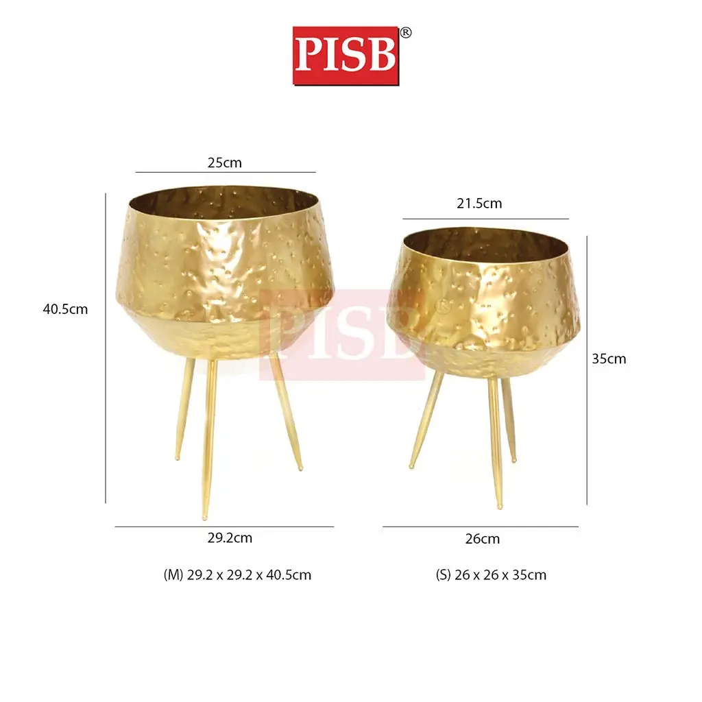 2124 Golden Wire Metal Flower Tree Pot - Image 2